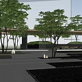 Modern Garden Landscape Design with Contemporary Architecture Lush Trees and Green Lawn