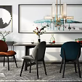 New Chinese Dining Table and Chair Combination 3d model
