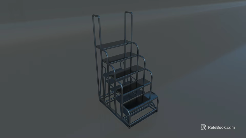 Metal Folding Staircase With Portable Design And Multiple Steps Structure 3d model 
