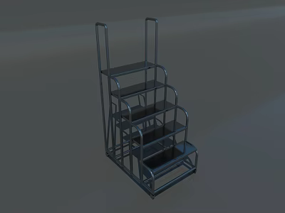 Metal Folding Staircase With Portable Design And Multiple Steps Structure 3d model
