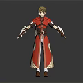 Red Robe Warrior Character And Wolf Creature In Fantasy Adventure Setting 3d model