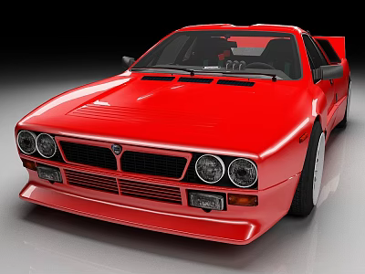 Red Vintage Sports Car With Classic Front Design And Aerodynamic Body Lines 3d model