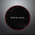 Shutt Circular Subwoofer With Black Body Red Rim And Metallic Dots Design