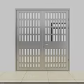 Metal Double Security Doors With Grille Design For Interior White Background 3d model