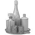 Elegant Beverage Collection With Moët Champagne Hendrick's Gin Transparent Decanter Glassware And Tray