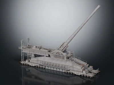 Scale Military Artillery Model Featuring Large Barrel Tracked Base And Detailed Structure 3d model