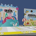 Vibrant Display Boards With Bowling And Angry Birds Themes Featuring Cityscape And Beach Elements
