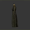 Elegant Green Long Sleeve Robe with Star Patterns and Belt on Mannequin