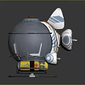 Small Futuristic Warship Design With Transparent Dome Interior Seats And Yellow Thrusters