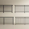 Various Black Metal Railings with Ornate Patterns and Straight Bar Designs