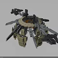 Mechanical Creature Design With Articulated Metallic Arms And Circular Armored Base Structure