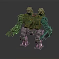 Green Sci Fi Mecha Character With Detailed Mechanical Armor And Arm Weapons 3d model