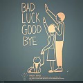 Creative Neon Lamp with Family Silhouette Waving and Bad Luck Good Bye Text