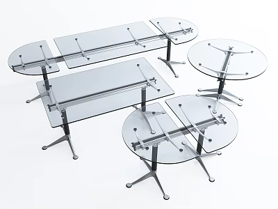 Modern Glass Dining Tables With Metal Legs And Various Shapes Design 3d model