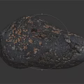 Natural Irregular Stone With Dark Surface And Copper Spots On Reflective Background