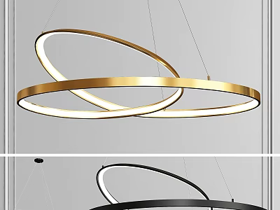 Modern Circular Ring Pendant Lights With Gold Black Finish And LED Lighting 3d model