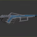Futuristic Silver Blue Sci Fi Weapon With Sleek Metallic Design And Streamlined Structure 3d model