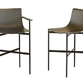Two Modern Bar Stools With Leather Seats And Black Metal Cross Frames 3d model