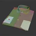 Stylish Light Green Collared Shirt With White Cuffs And Pocket Design