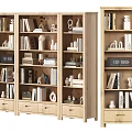 Simple Modern Wooden Bookcase With Shelves Books Decorative Items And Drawers