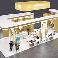 Eastern New National Makeup Perfume Cosmetics Exhibition Booth With Golden Arch And Circular Paintings