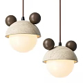 Modern Pendant Lights With Wooden Round Accents Light Colored Top Shades And White Spherical Bodies