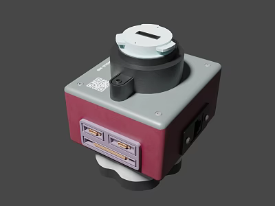 Modern Multifunctional Red Gray Entertainment Device With Round Top And USB Ports 3d model