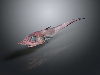 Fish Shaped Decorative Household Item In Pink Blue With Large Eyes And Slender Body 3d model