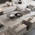 Modern Living Room Design With Beige Sofa Set Round Coffee Table And Accent Chairs