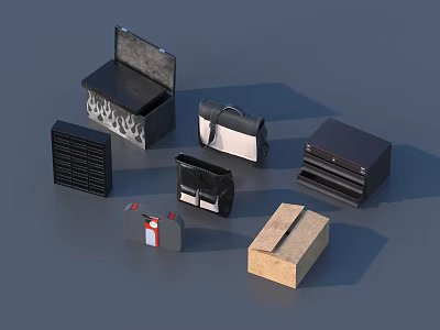 Various Road Facilities Including Traffic Cones Safety Barriers And Reflective Markers For Urban Traffic 3d model