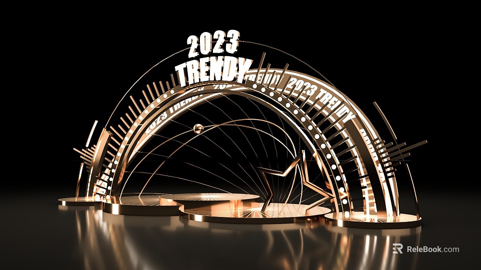 2023 Trendy Project Arched Photo Spot With Illuminated Design And Platform 3d model 