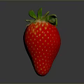 Juicy Red Strawberry With Fresh Green Leaves On Shiny Dark Background