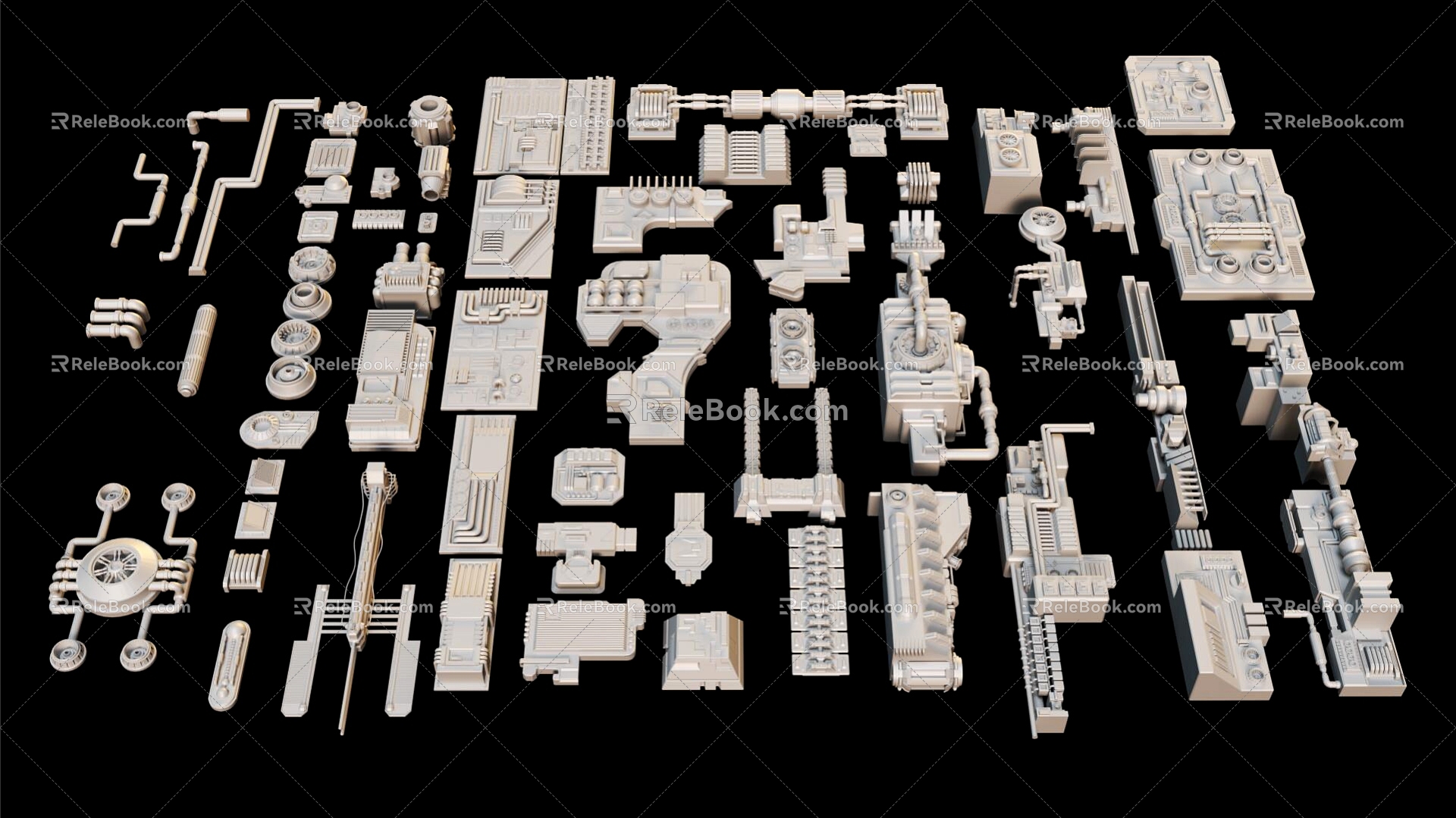 Mechanical parts sci-fi base sci-fi pipeline construction 3d model