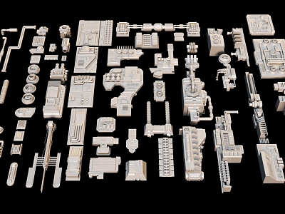 Mechanical parts sci-fi base sci-fi pipeline construction 3d model