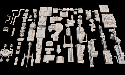 Mechanical parts sci-fi base sci-fi pipeline construction 3d model