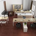 Spacious Public Office Space With Workstations Computers Sofa Bookshelves And Windows 3d model