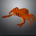 Orange Crab Figurine With Large Claws And Segmented Legs On Dark Surface