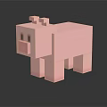 Cute Pink Blocky Pig 3D Model With Pixel Art Style And Smooth Surface Design