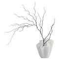 White Irregular Vase Holding Black Slender Branches Modern Minimalist Interior Decor