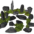 Natural Stone And Wood Decorative Elements For Outdoor Garden Landscape Design