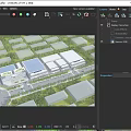 Modern Industrial Factory Complex With Blue Solar Panel Roofs Greenery And Road Network
