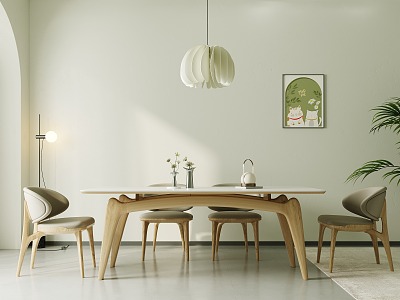 Modern dining table and chair combination model