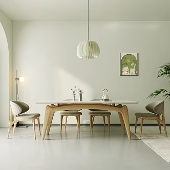Modern dining table and chair combination 3d model