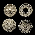 Intricate Carved Decorative Items With Circular And Star Shaped Patterns