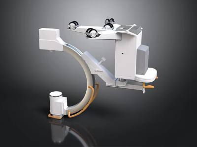 Medical Imaging C Arm Equipment With Arc Structure Mobile Wheels And Control Panel 3d model
