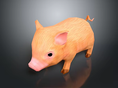Cute Orange Piglet 3D Character Model With Pink Nose Ears And Black Eyes 3d model