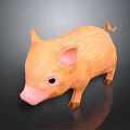 Cute Orange Piglet 3D Character Model With Pink Nose Ears And Black Eyes