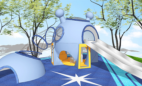 Modern Amusement Equipment Children's Activity Area Slide Climbing Slide 3d model