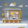 Tafo Coffee House With Cute Cartoon Shiba Inu Cloud Decorations And Photo Spot
