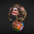 Clown Faced Monster Creature With Red Markings On Colorful Knuckle Ball